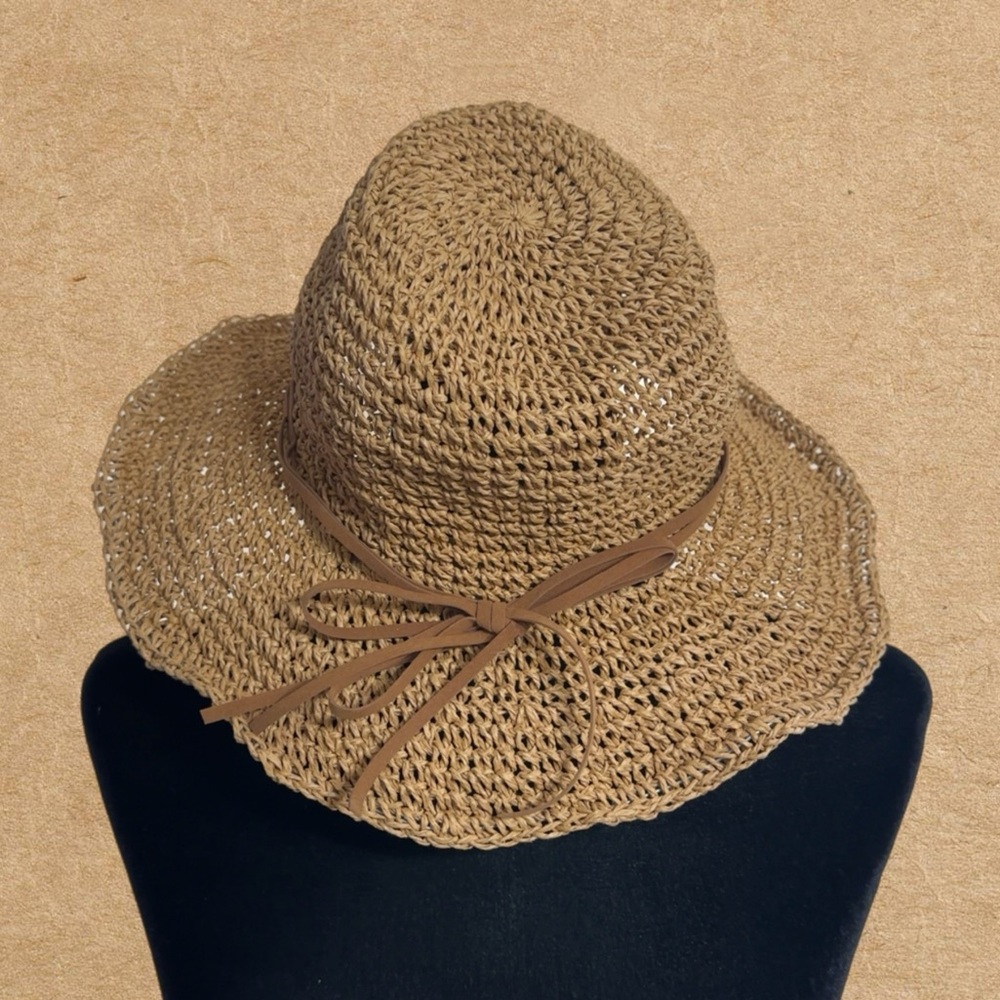 David and Young Tan Woven Hat. Wire around the brim to style it the way you want